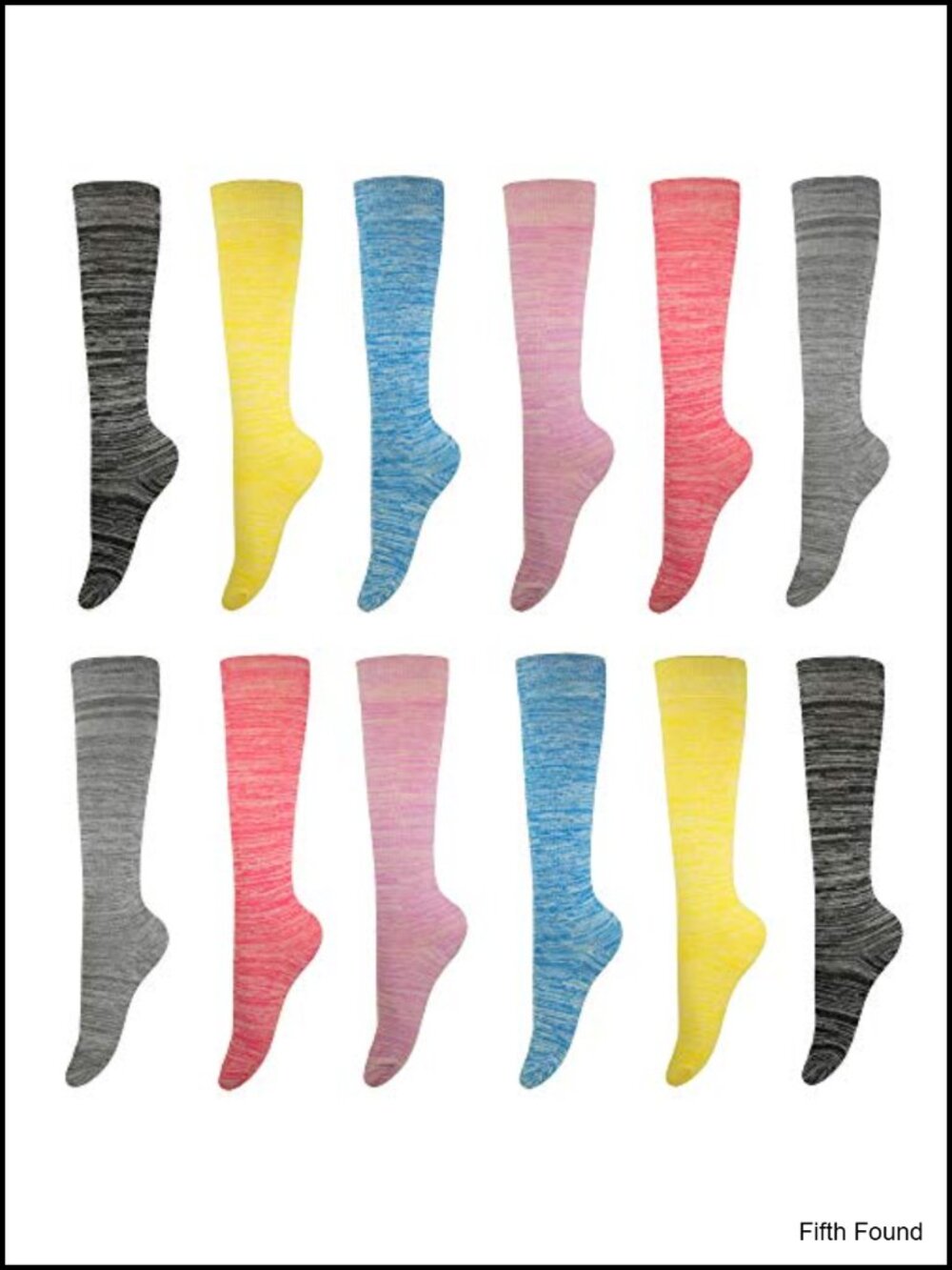 Knee High Socks 12 Pairs Cotton Spandex Yoga Pilates Tube Socks